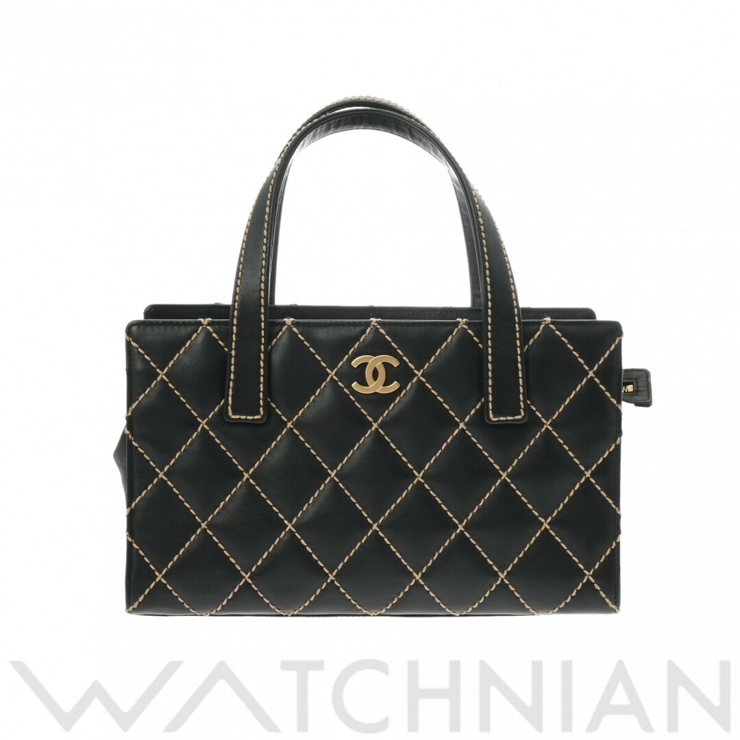 CHANEL(シャネル)の中古 シャネル CHANEL 9番台 レディース ハンドバッグ ワイルドステッチ ブラック /マットゴールド金具 カーフスキン レディースのバッグ(ハンドバッグ)の商品写真