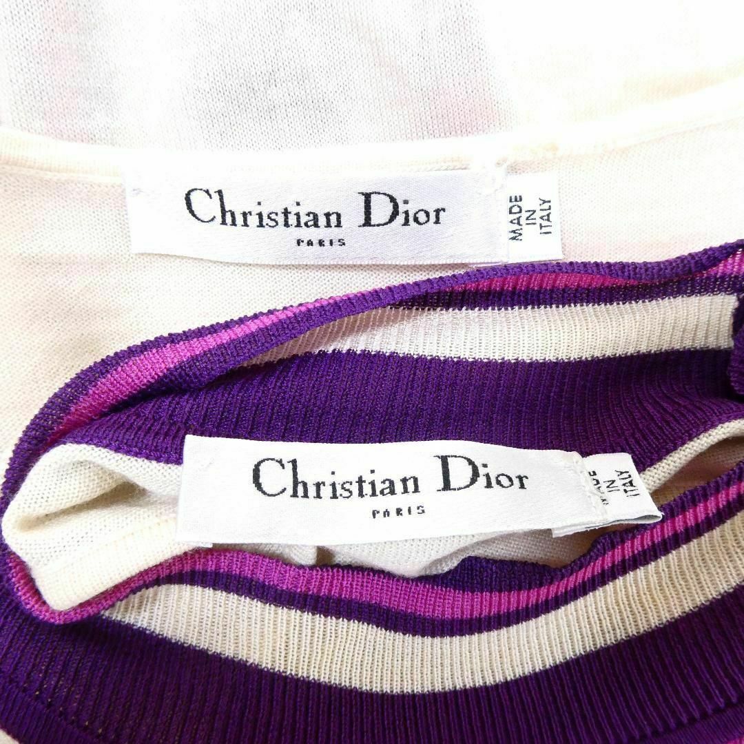 Christian Dior(クリスチャンディオール)の美品 クリスチャンディオール シルク×カシミヤ混 ニットトップス×カーディガン レディースのトップス(カーディガン)の商品写真
