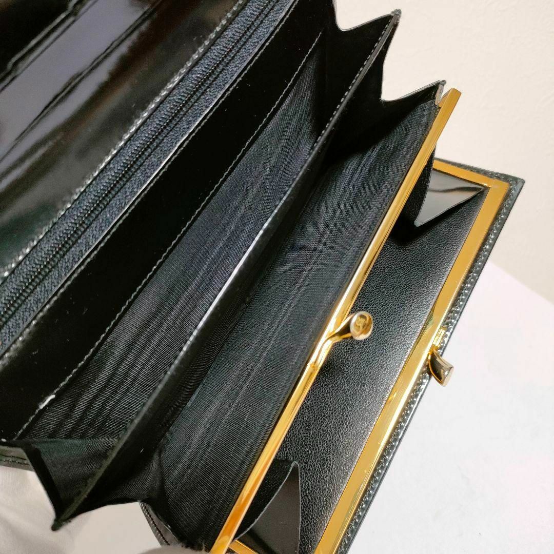 Gucci(グッチ)のGUCCI 長財布 グッチ パテントレザー がま口 二つ折り ブラック レディースのファッション小物(財布)の商品写真