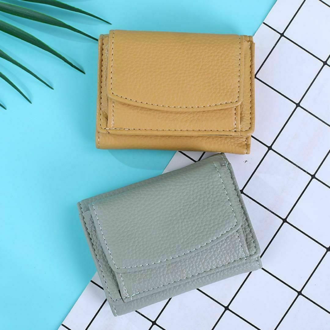 イエロー ミニ財布 スキミング防止　三つ折り　コンパクト　キャッシュレス レディースのファッション小物(財布)の商品写真