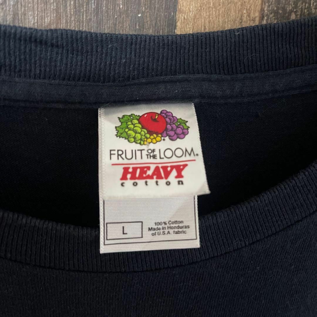 FRUIT OF THE LOOM(フルーツオブザルーム)のプリント フルーツオブザルーム L メンズ USA古着 ブラック 半袖 Tシャツ メンズのトップス(Tシャツ/カットソー(半袖/袖なし))の商品写真