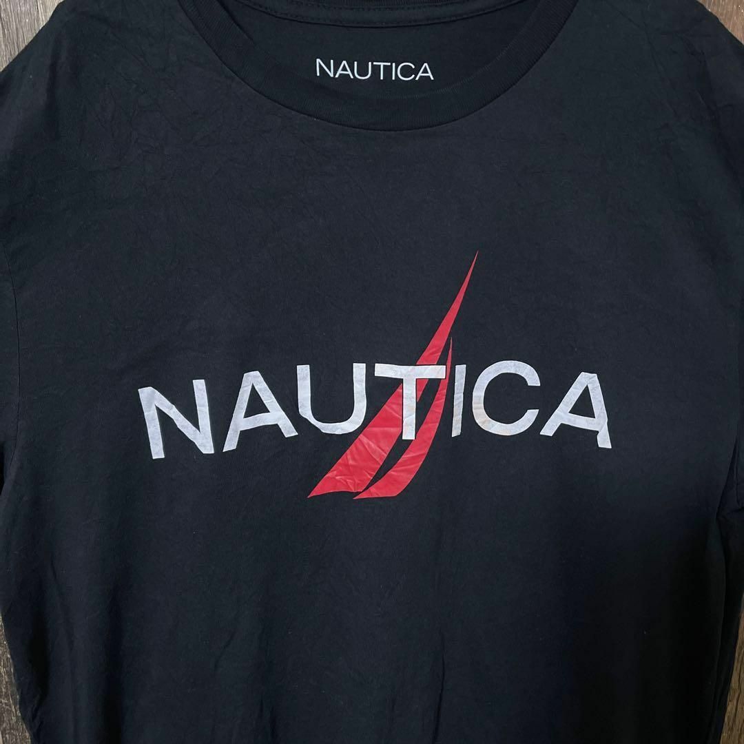 NAUTICA(ノーティカ)のプリント ノーティカ ロゴ M メンズ USA古着 ブラック 半袖 Tシャツ メンズのトップス(Tシャツ/カットソー(半袖/袖なし))の商品写真