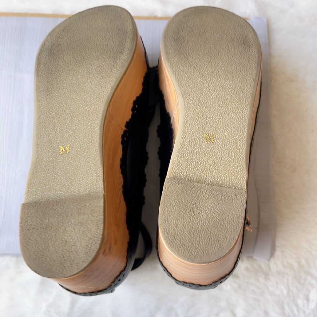 axes femme(アクシーズファム)のアクシーズファムカワイイ スカラップ木底風シューズ 黒 M 23.0〜23.5 レディースの靴/シューズ(サンダル)の商品写真