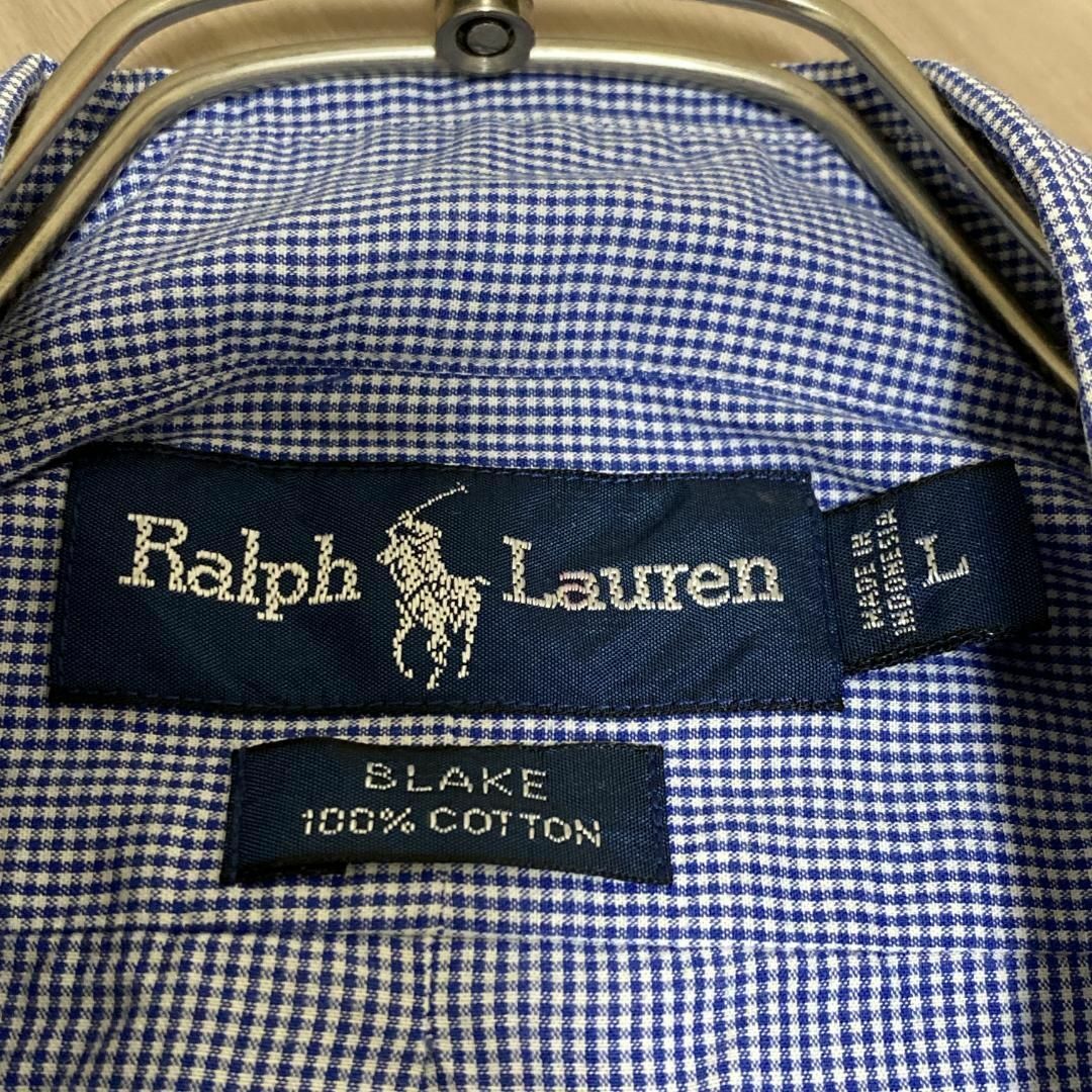 Ralph Lauren(ラルフローレン)のラルフローレン BD半袖シャツ 青白チェック ポニー刺繍 US古着 f57 メンズのトップス(シャツ)の商品写真
