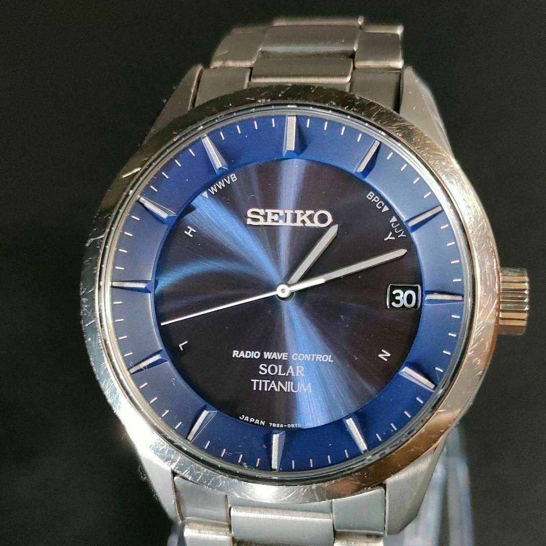 SEIKO(セイコー)の美品【稼働品】SEIKO　セイコー　7B24　ブルー　ネイビー　チタン　ソーラー メンズの時計(腕時計(アナログ))の商品写真