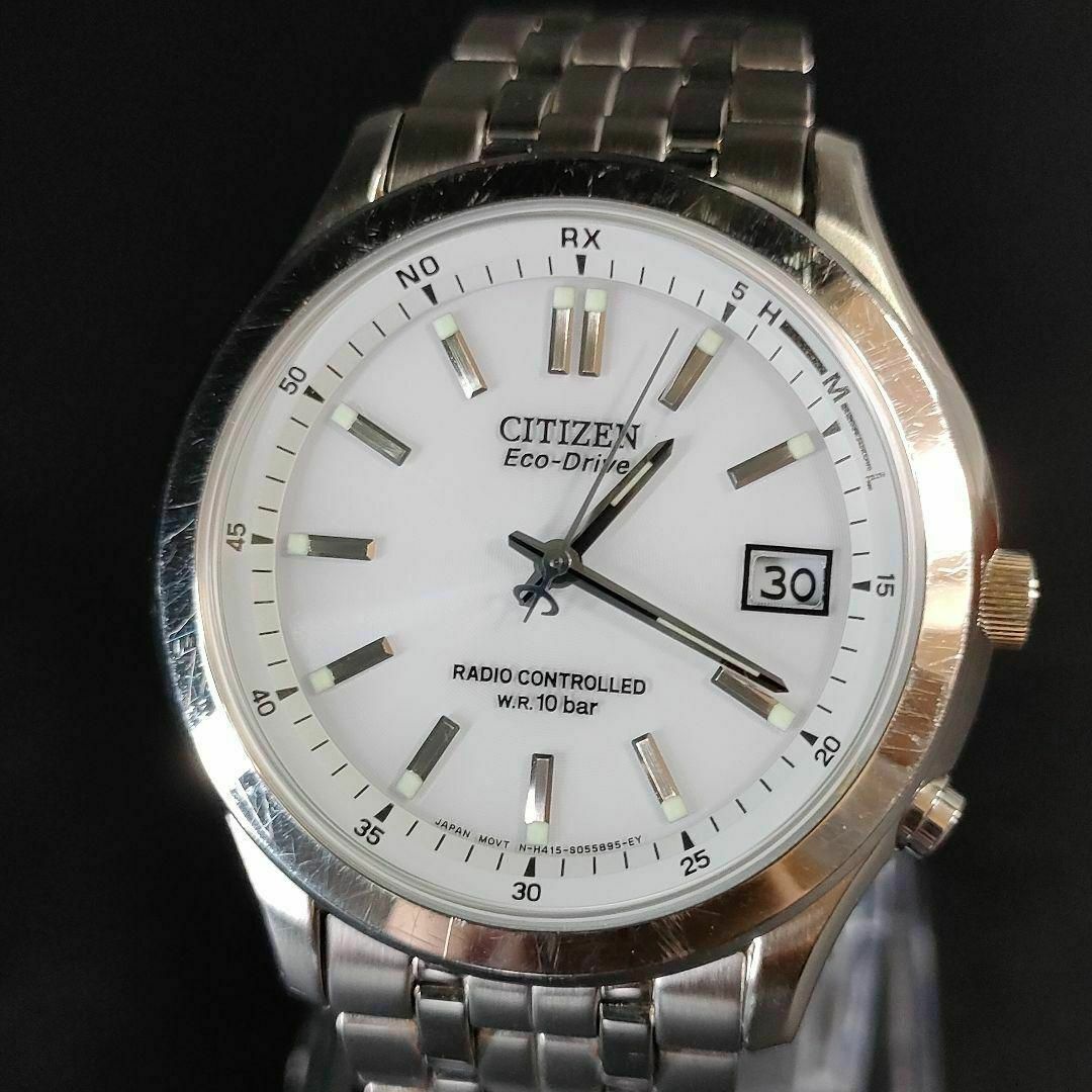 CITIZEN(シチズン)の美品【稼働品】CITIZEN　シチズン　H415　ホワイト　シルバー　ソーラー メンズの時計(腕時計(アナログ))の商品写真