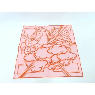 Hermes - エルメス コットン100％ オレンジ×ローズペール カレ40 ペガサスポップ ハンカチ【池袋店】【中古】