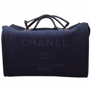 シャネル(CHANEL)のCHANEL　シャネル　ドーヴィル　ボーリングバッグ　AS4166　ネイビー　シャンパンゴールド　ハンドバッグ　バッグ　お買い物バッグ　ショッピングバッグ　鞄　カバン　レディース　メンズ　ユニセックス(ハンドバッグ)