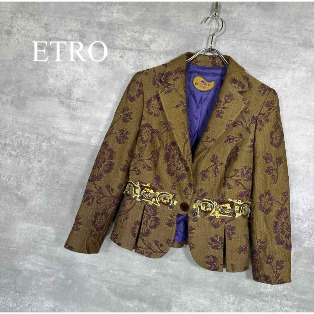 ETRO(エトロ)の『ETRO』エトロ (40) 総柄 フロントボタン ジャケット レディースのジャケット/アウター(テーラードジャケット)の商品写真