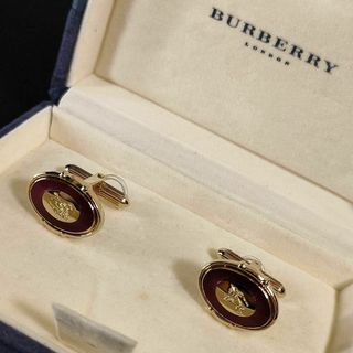 BURBERRY - 【極美品】Burberry　バーバリー　カフス　パープル　ゴールド　騎馬ロゴ