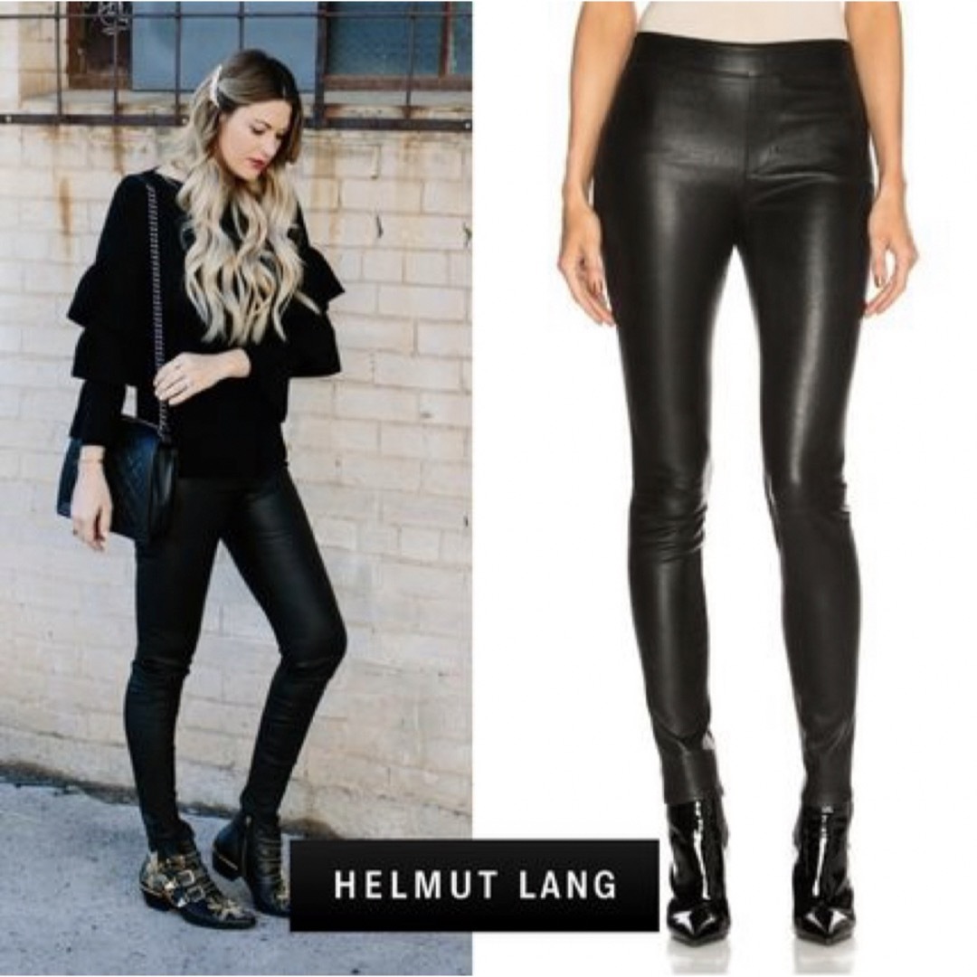 HELMUT LANG(ヘルムートラング)の美品 HELMUT LANG ヘルムートラング レザー パンツ レディースのパンツ(スキニーパンツ)の商品写真