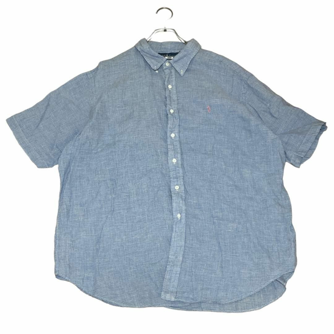 Ralph Lauren(ラルフローレン)のラルフローレン BD半袖シャツ リネン100% チェック ポニー刺繍 f60 メンズのトップス(シャツ)の商品写真