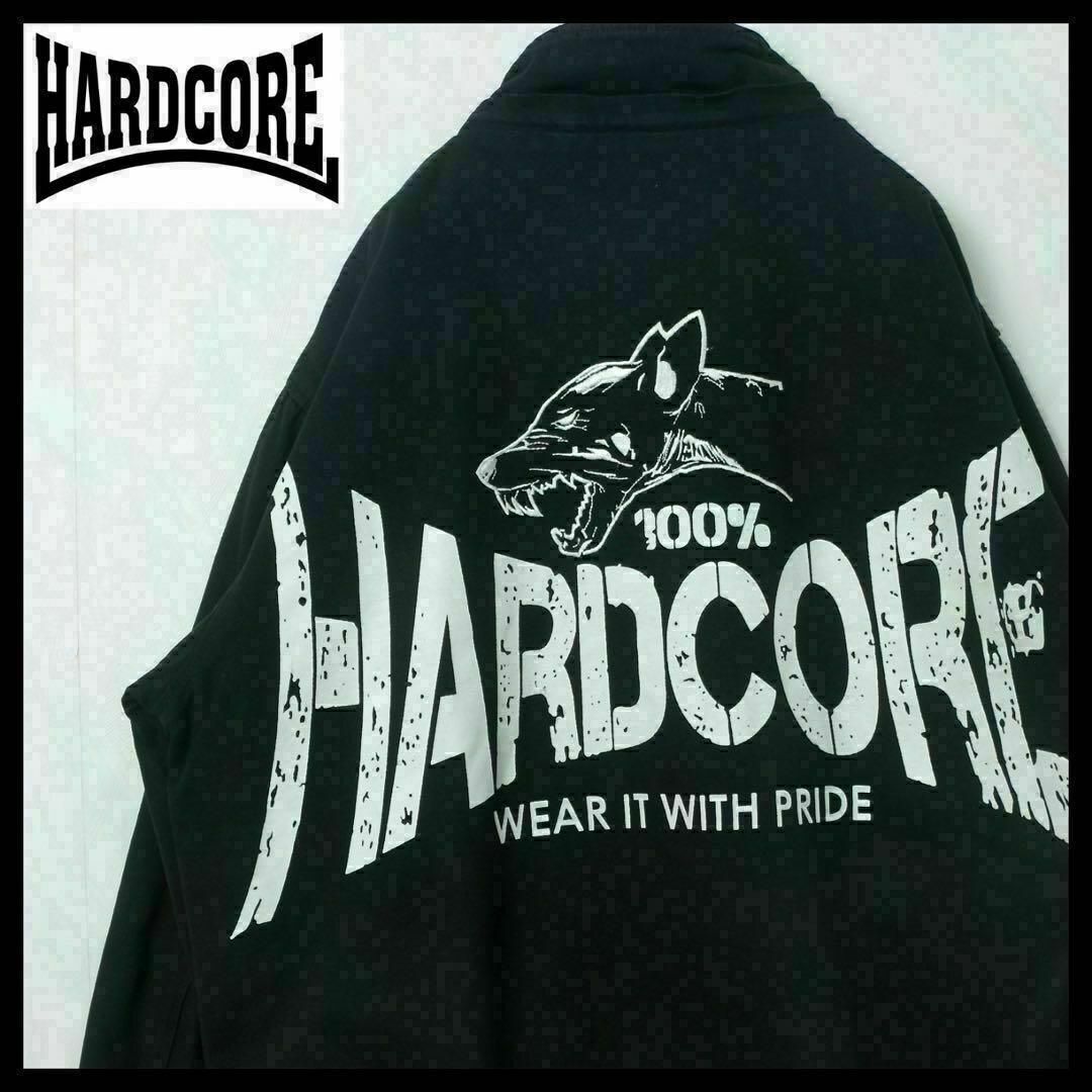 【希少】100% Hardcore ブルゾン スタジャン ワッペン 黒 入手困難 メンズのジャケット/アウター(ブルゾン)の商品写真