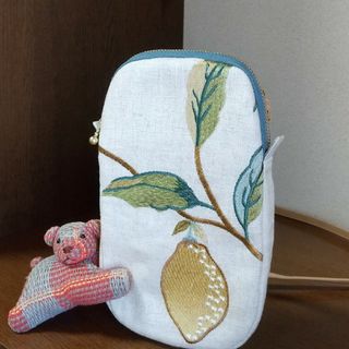 ハンドメイド  スマホポシェット  レモンツリー  刺繍  川島織物(バッグ)