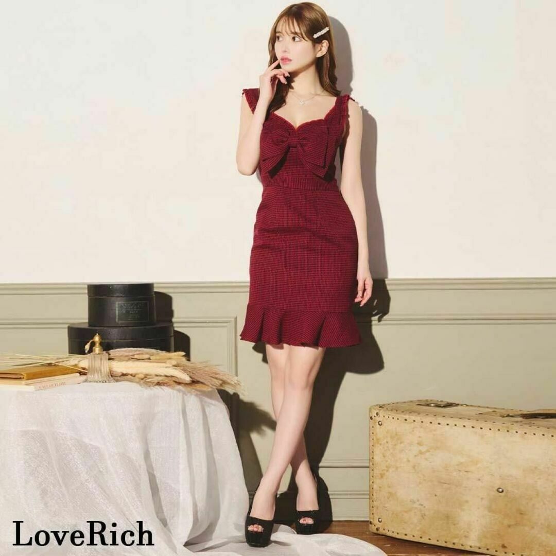 JEWELS(ジュエルズ)のLoveRich ビッグリボン キャバドレス M ワイン レッド レディースのフォーマル/ドレス(ミニドレス)の商品写真