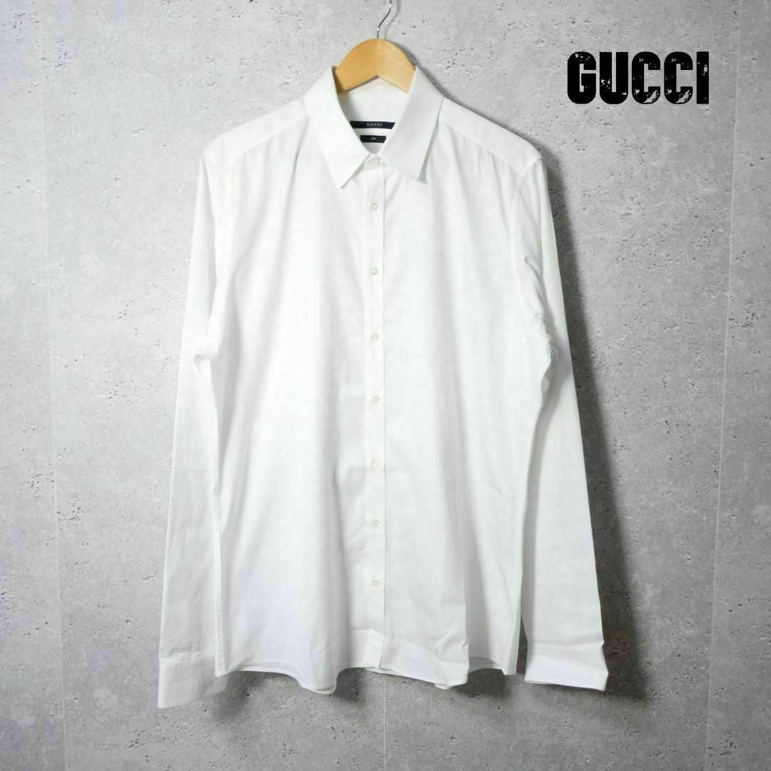 Gucci(グッチ)の美品 GUCCI コットン スリム 長袖 シャツ ワイシャツ 43/17 メンズのトップス(シャツ)の商品写真