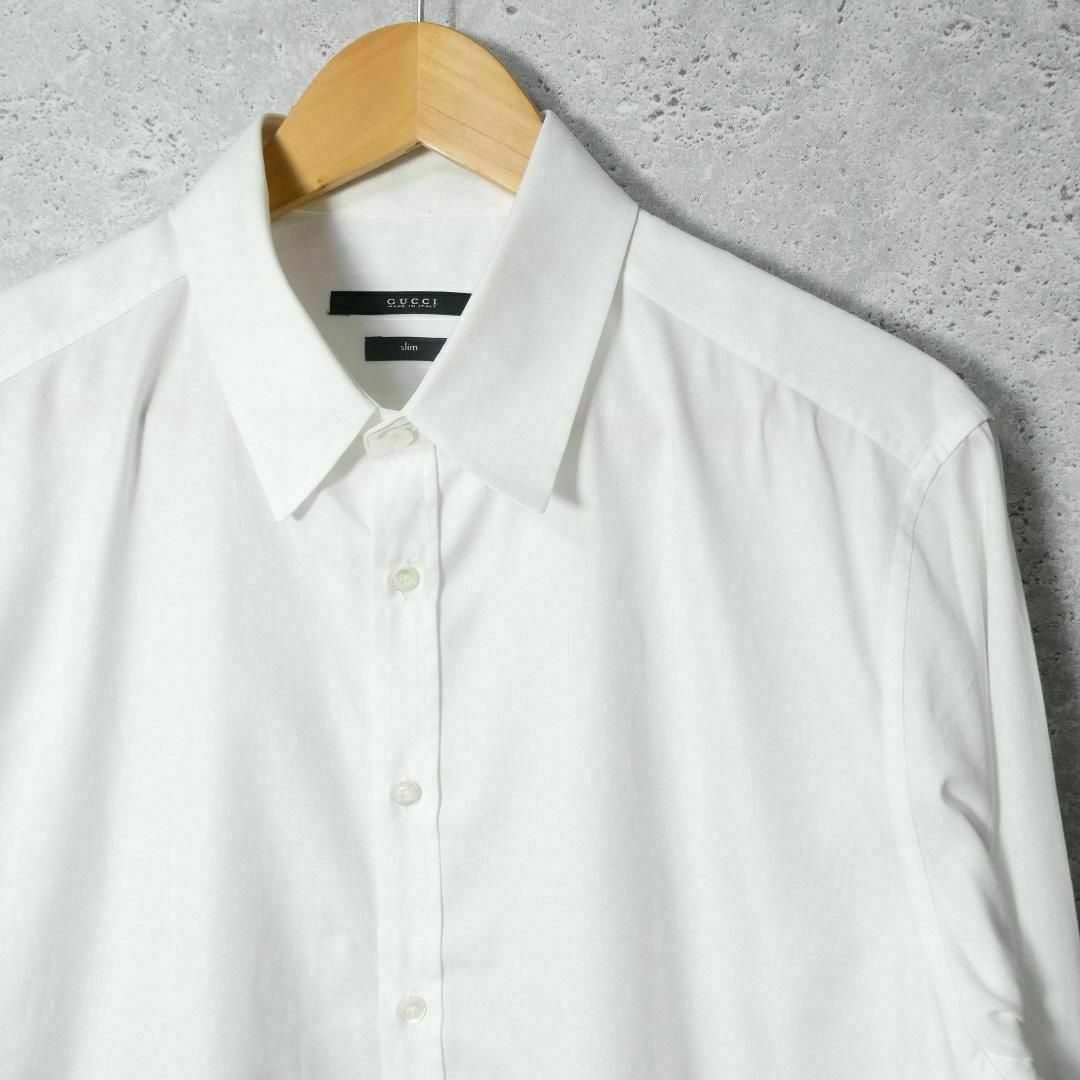 Gucci(グッチ)の美品 GUCCI コットン スリム 長袖 シャツ ワイシャツ 43/17 メンズのトップス(シャツ)の商品写真