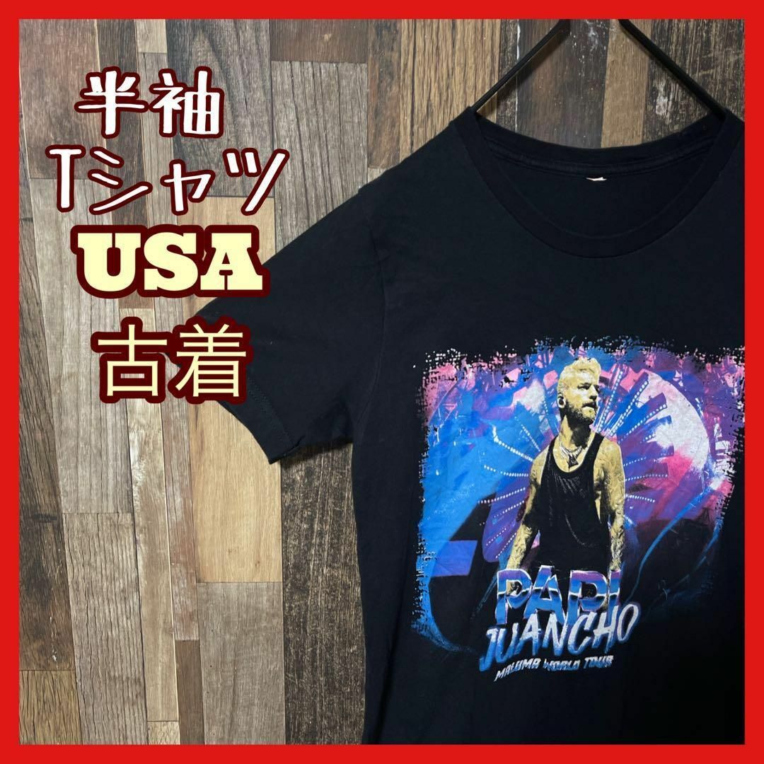 ブラック メンズ プリント シンガー ツアーT S USA古着 半袖 Tシャツ メンズのトップス(Tシャツ/カットソー(半袖/袖なし))の商品写真