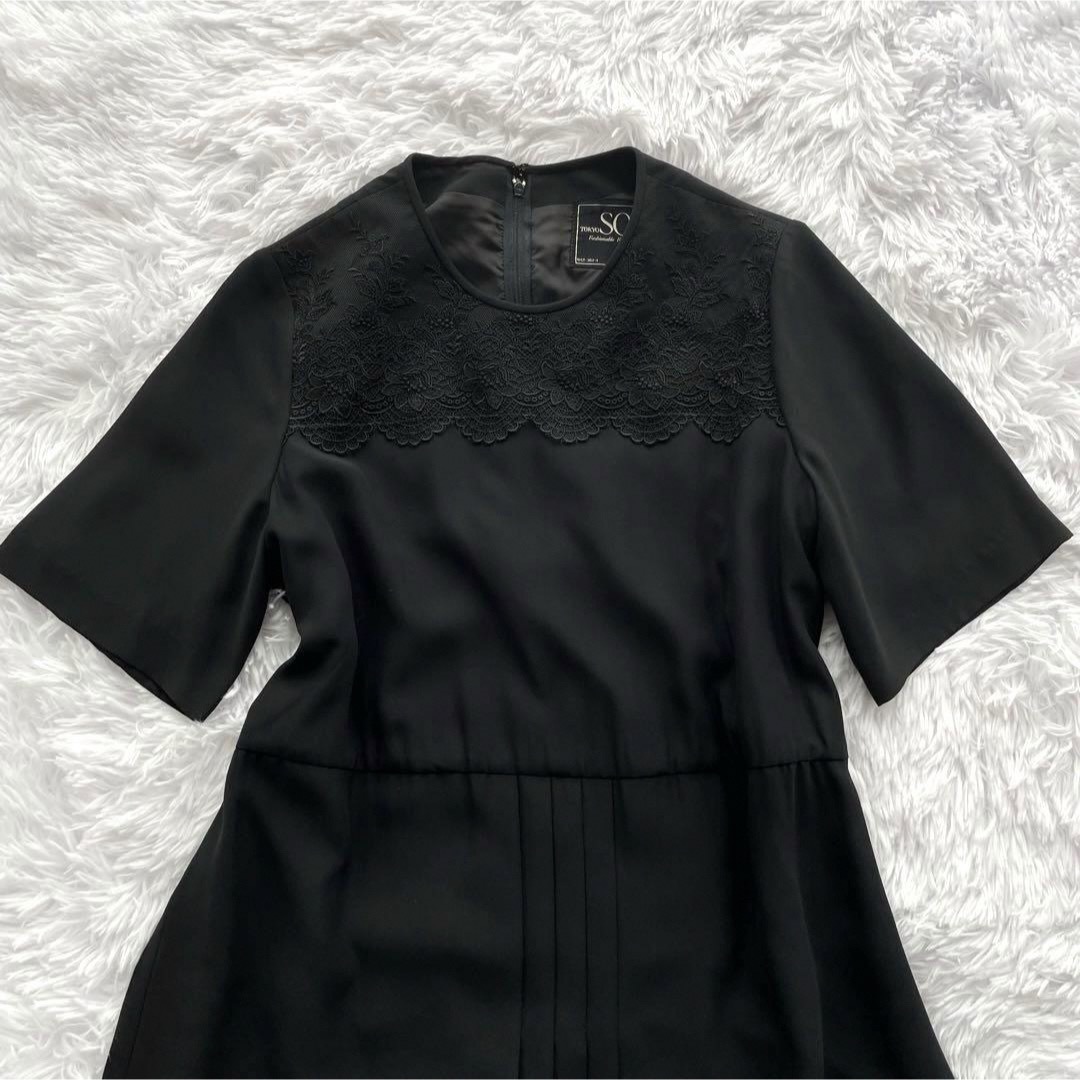 TOKYO SOIR(トウキョウソワール)の東京ソワール ワンピース 黒 冠婚葬祭 ブラックフォーマル レース 大きいサイズ レディースのフォーマル/ドレス(礼服/喪服)の商品写真