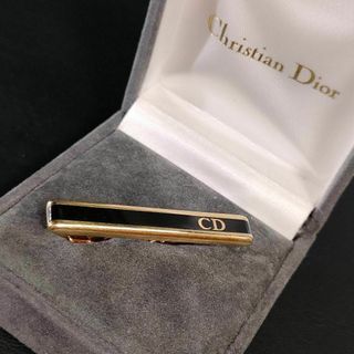 クリスチャンディオール(Christian Dior)の【美品】Diorディオール　ネクタイピン　CDロゴ　ブラック　ゴールド　シンプル(ネクタイピン)