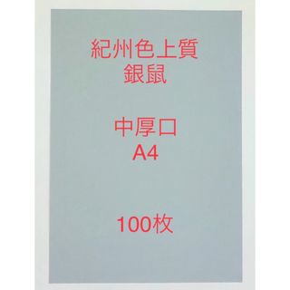 北越コーポレーション 紀州の色上質　銀鼠　中厚口A4規格100枚(その他)