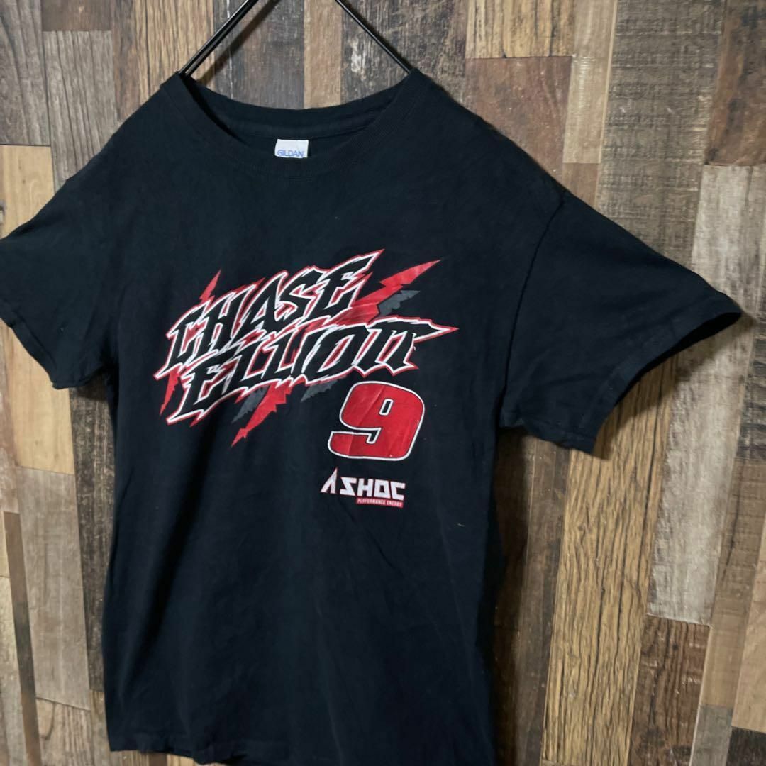 ブラック メンズ ギルダン レース プリント S USA古着 半袖 Tシャツ メンズのトップス(Tシャツ/カットソー(半袖/袖なし))の商品写真