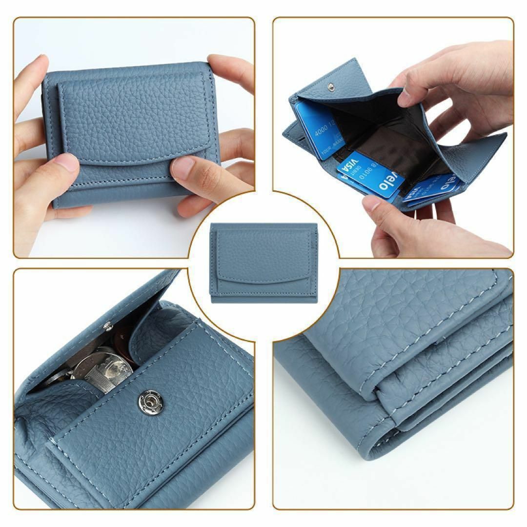 ピンク ミニ財布 スキミング防止　三つ折り　コンパクト　キャッシュレス レディースのファッション小物(財布)の商品写真