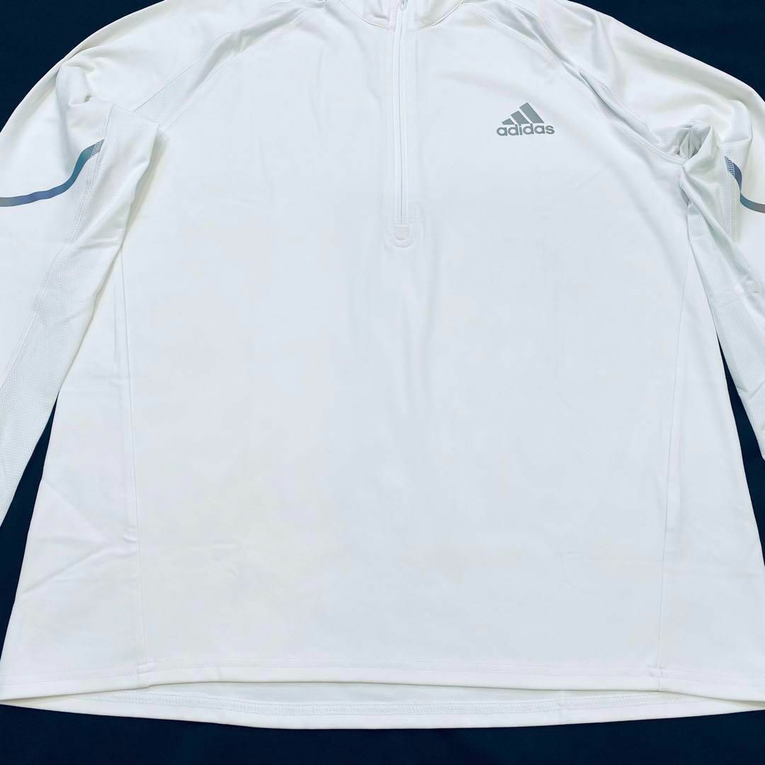 adidas(アディダス)の【新品】アディダス　ハーフジップ　長袖　スウェットシャツ　白　2XL　ランニング スポーツ/アウトドアのランニング(ウェア)の商品写真