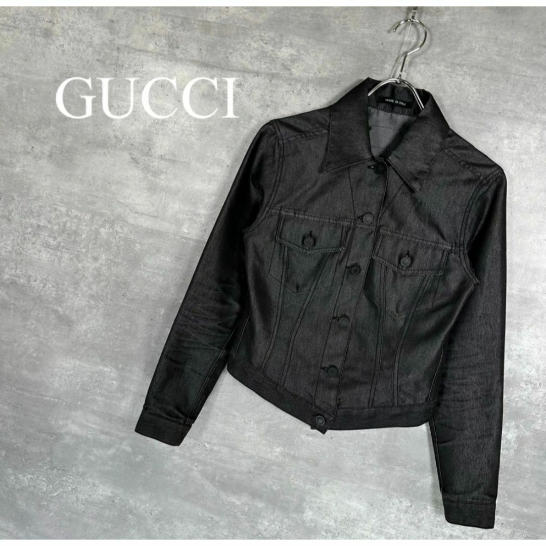 Gucci(グッチ)の『GUCCI』グッチ (38) ロゴボタン デニムジャケット レディースのジャケット/アウター(Gジャン/デニムジャケット)の商品写真