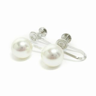 other - 美品 真珠 パール イヤリング 8mm ネジ式 ホワイト シルバー アクセサリー