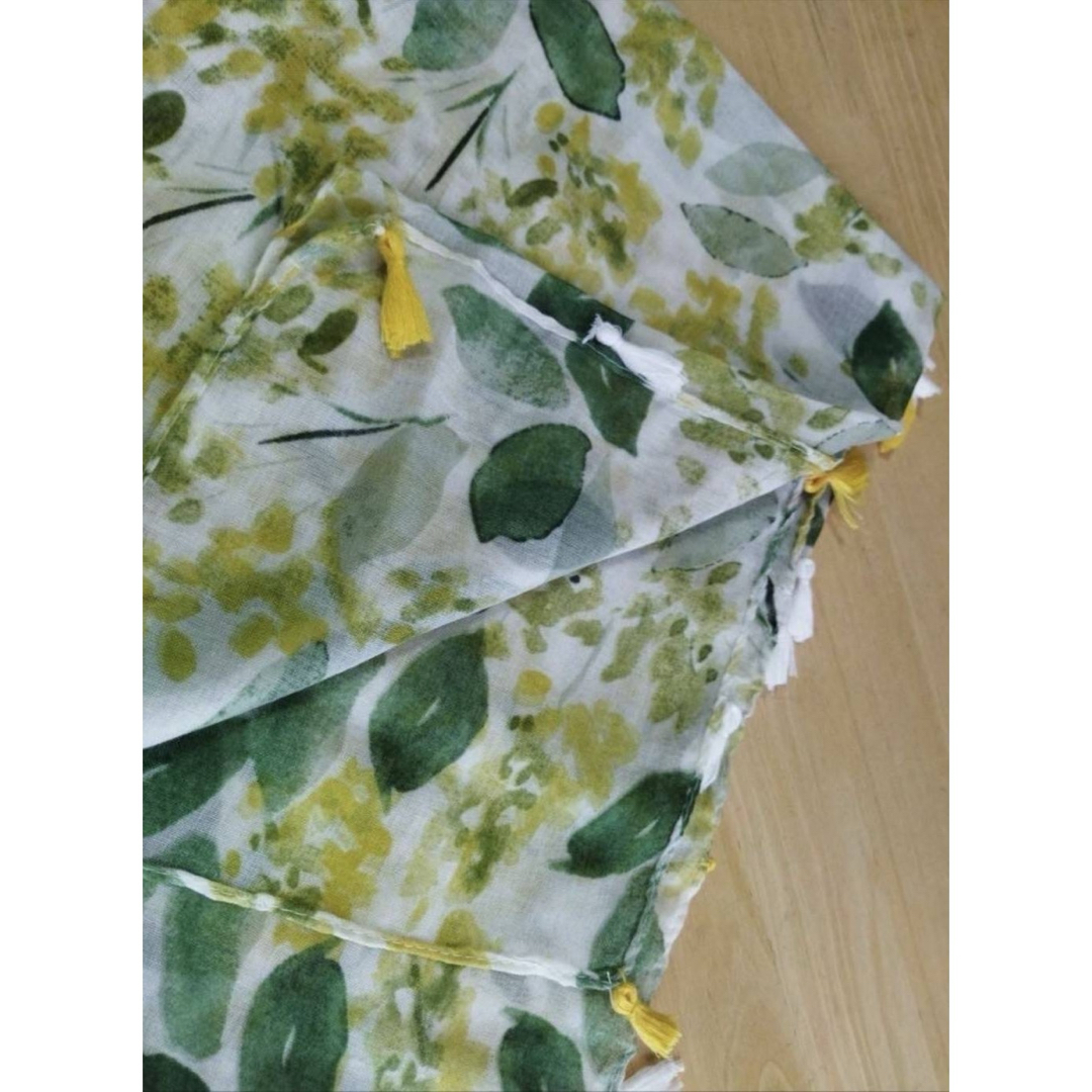 大判 ストール ミモザ 母の日 花柄 レディース 母の日 フラワー 夏 お洒落 レディースのファッション小物(ストール/パシュミナ)の商品写真