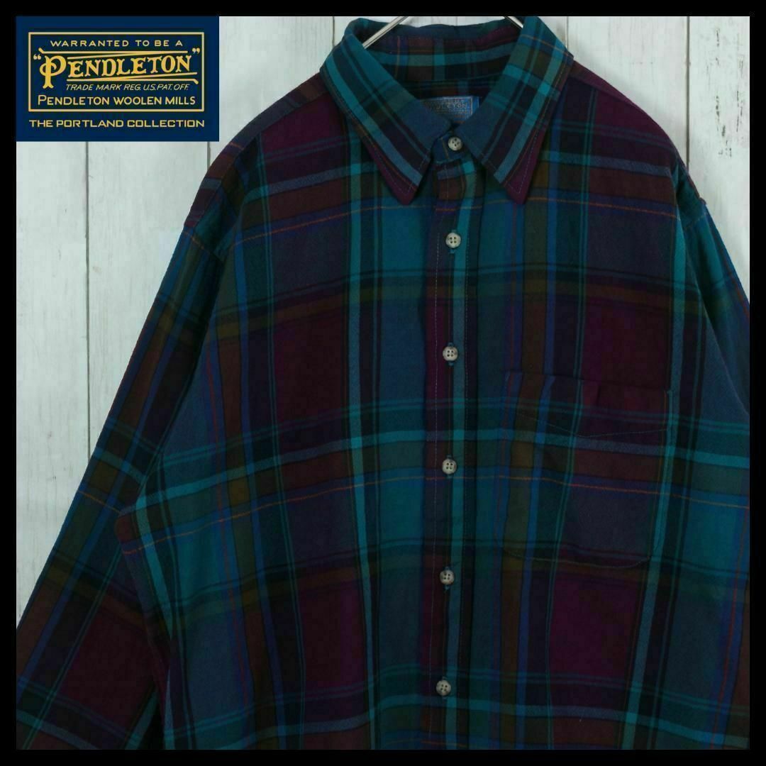 PENDLETON(ペンドルトン)の【希少】ペンドルトン 70s シャツ USA製 オンブレ チェック柄 長袖 L メンズのトップス(シャツ)の商品写真