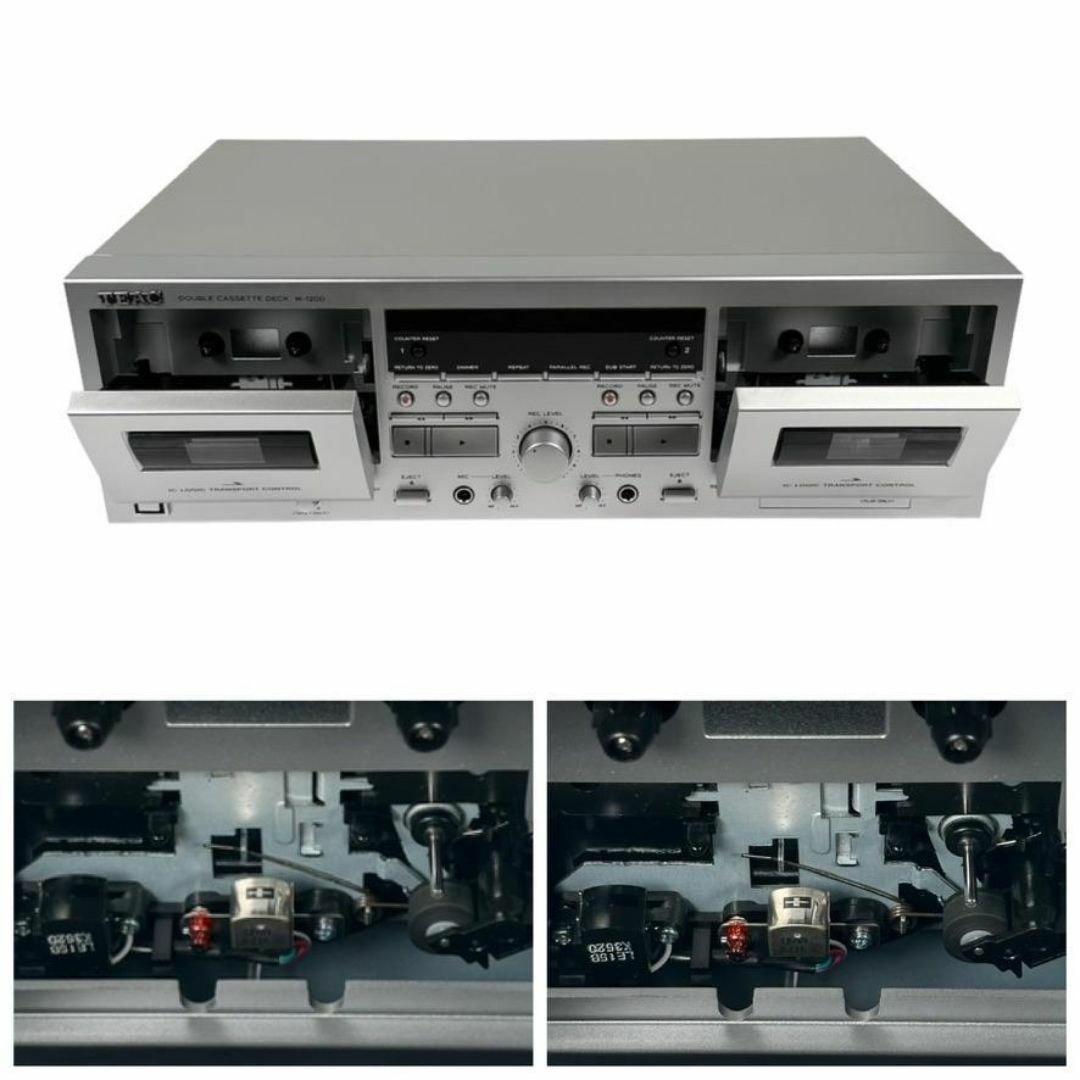 ◆優良美品・元箱付属◆ TEAC ダブルカセットデッキ W-1200(S) 楽器のレコーディング/PA機器(その他)の商品写真