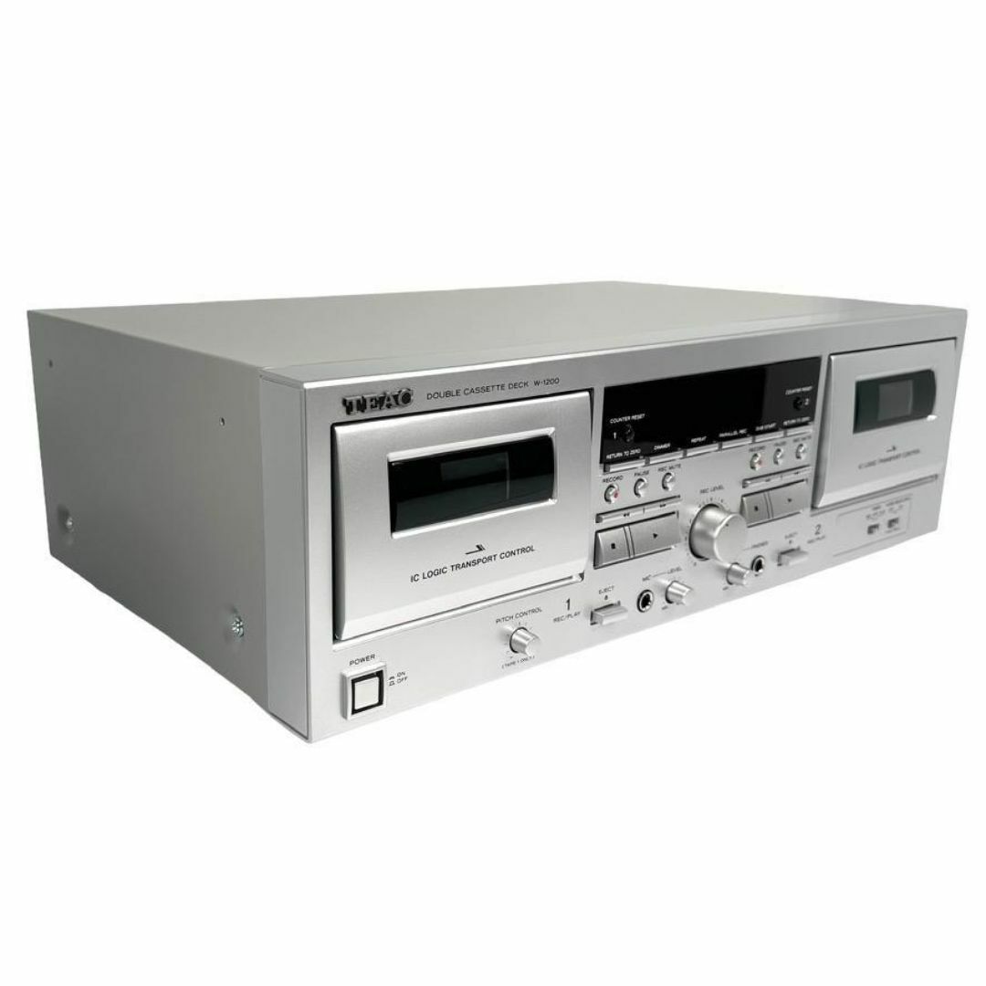 ◆優良美品・元箱付属◆ TEAC ダブルカセットデッキ W-1200(S) 楽器のレコーディング/PA機器(その他)の商品写真