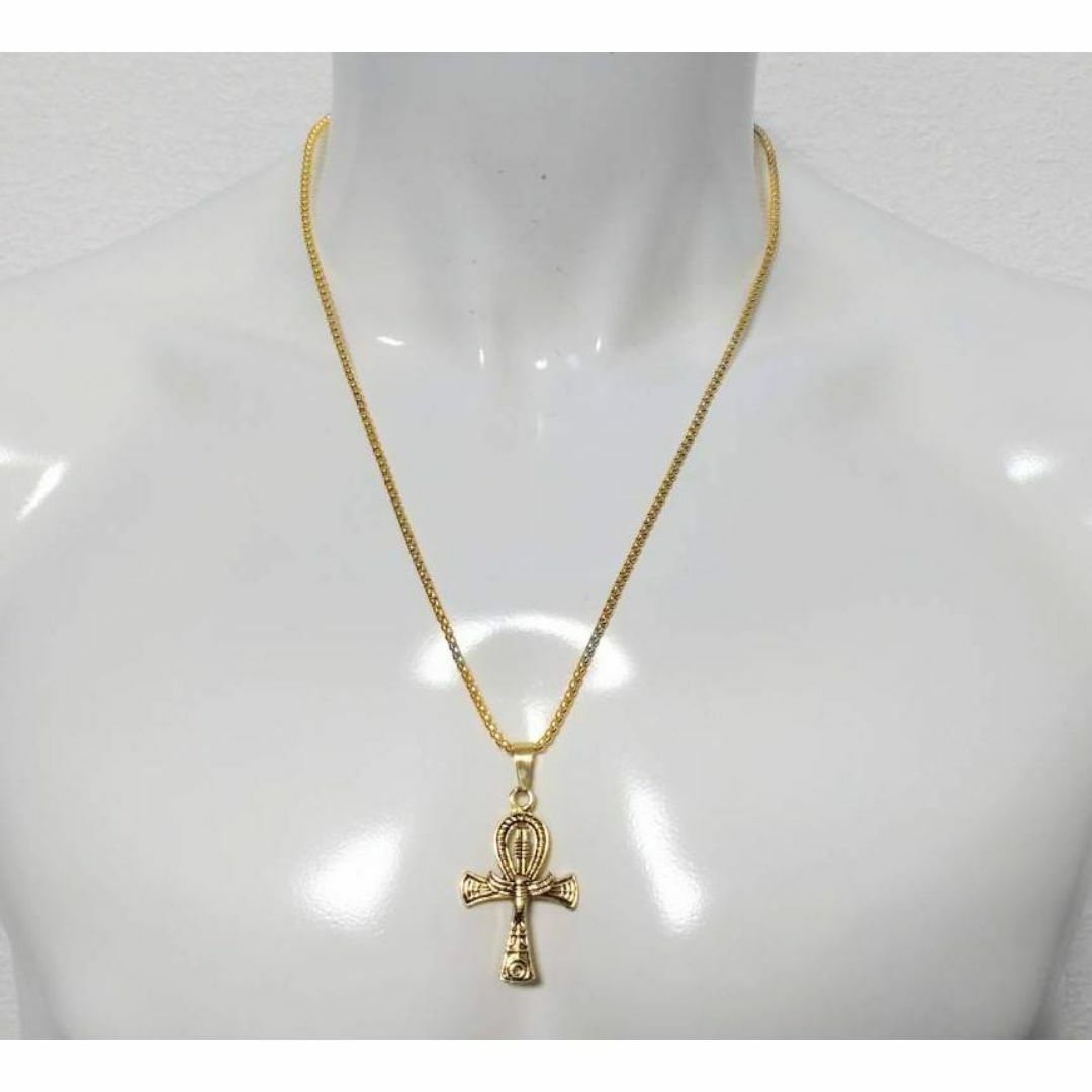 エジプシャン　アンカクロス　ネックレス　ゴールド　十字架　ロザリオ　ロック メンズのアクセサリー(ネックレス)の商品写真