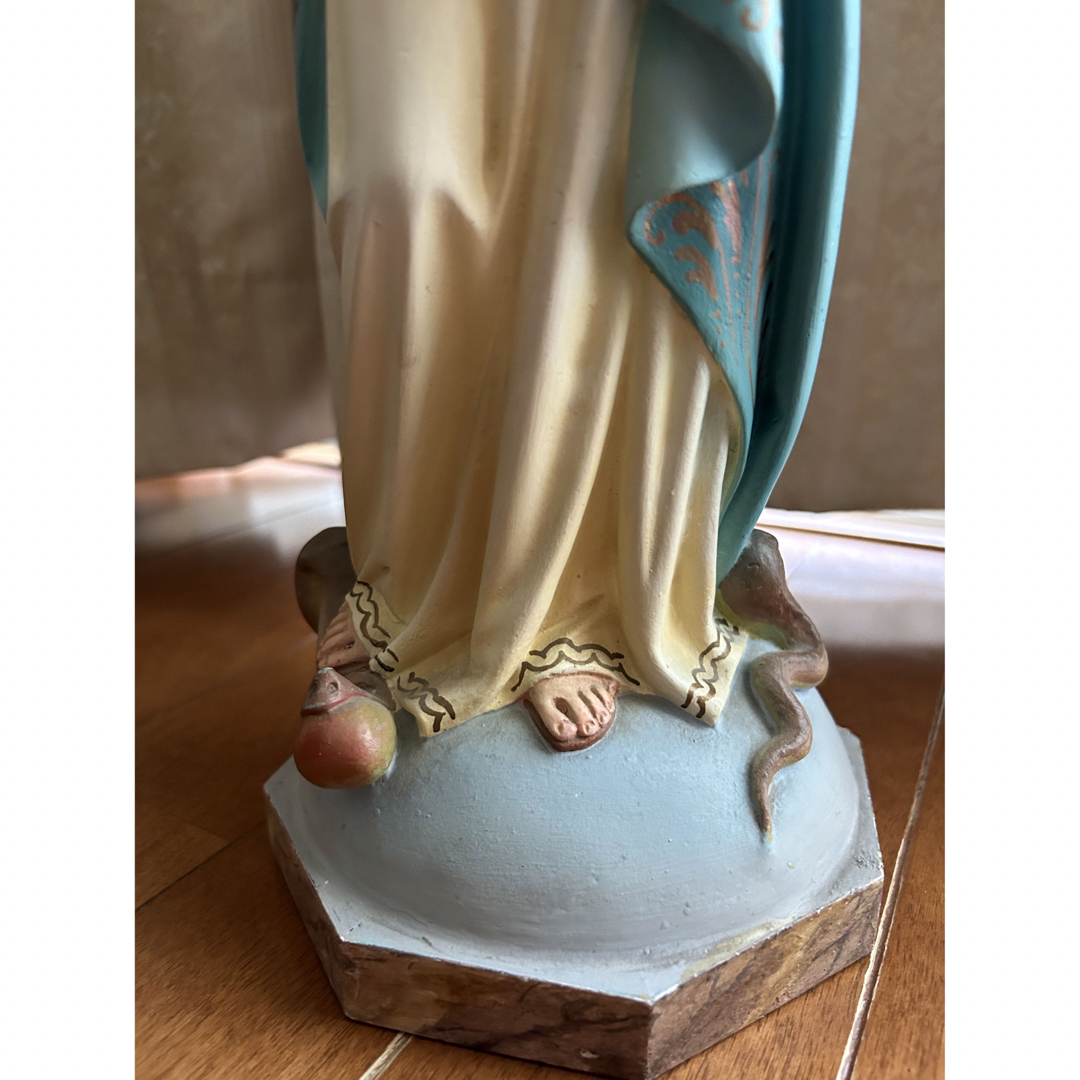 超超希少美48cm】✞ 聖母マリアの連祷像 宗教彫刻 超超希少美48cm】✞ 聖母マリアの連祷像 宗教彫刻