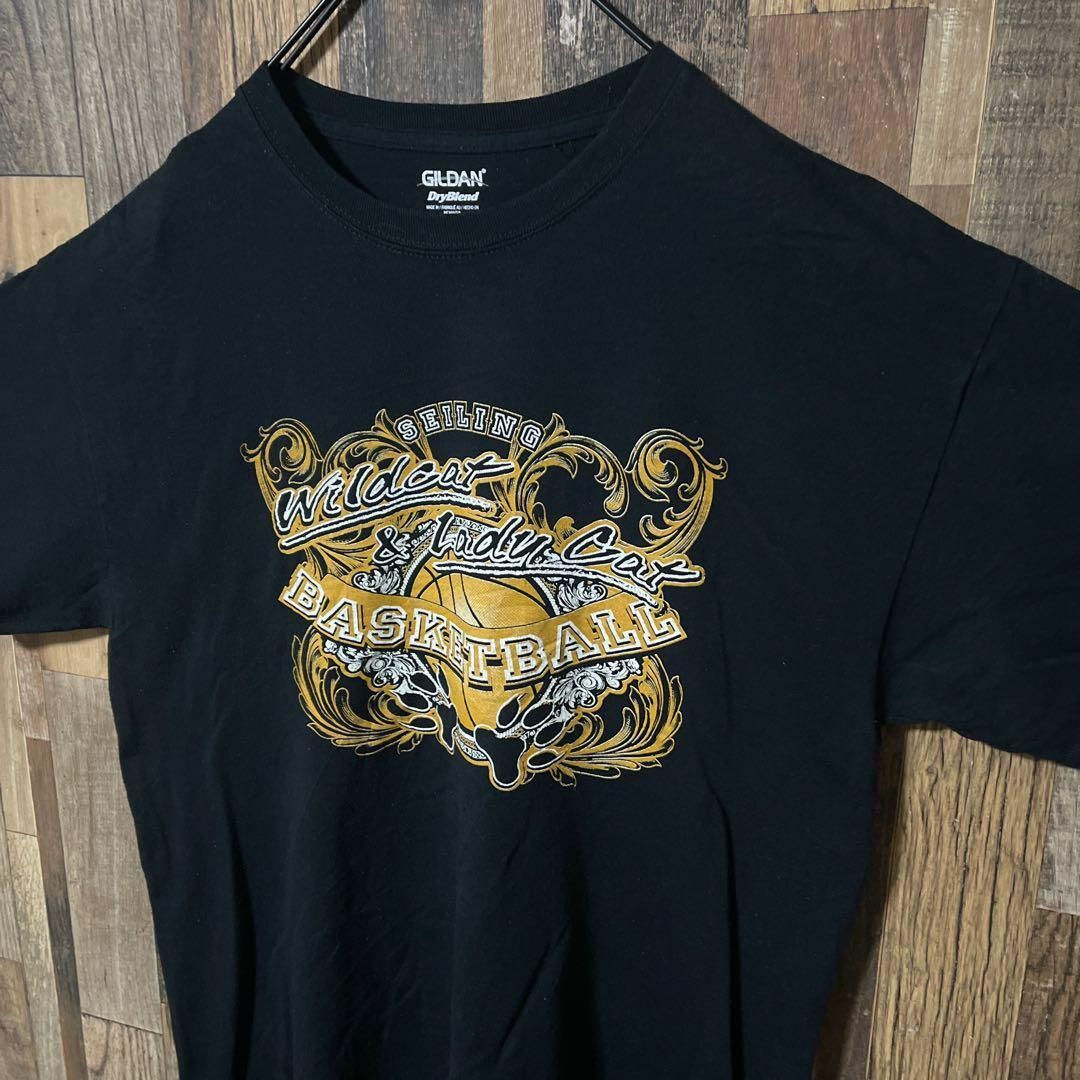 プリント ギルダン メンズ チームロゴ L USA古着 ブラック 半袖 Tシャツ メンズのトップス(Tシャツ/カットソー(半袖/袖なし))の商品写真