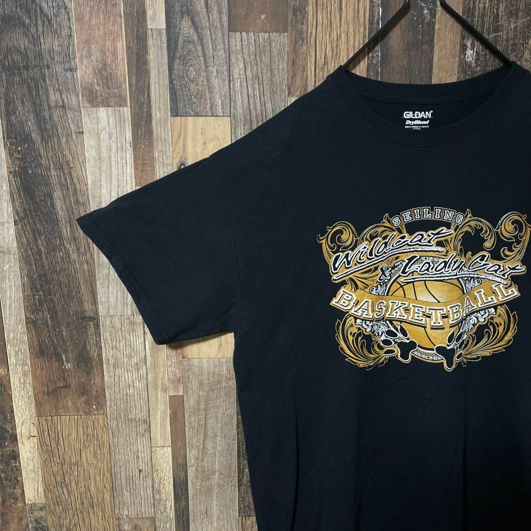 プリント ギルダン メンズ チームロゴ L USA古着 ブラック 半袖 Tシャツ メンズのトップス(Tシャツ/カットソー(半袖/袖なし))の商品写真