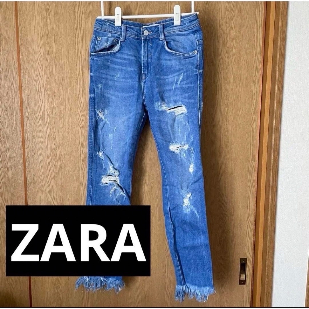 ZARA(ザラ)のZARA ダメージ　ジーンズ　デニム　ジーパン　パンツ レディースのパンツ(デニム/ジーンズ)の商品写真