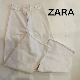 ZARA ザラ　白　ホワイト　ジーンズ　ワイド　デニム　パンツ　34サイズ(カジュアルパンツ)