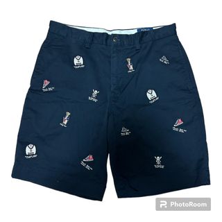 ポロラルフローレン(POLO RALPH LAUREN)の美品 POLO RALPH LAUREN 総刺繍 ハーフパンツ ポロベア 32(ショートパンツ)