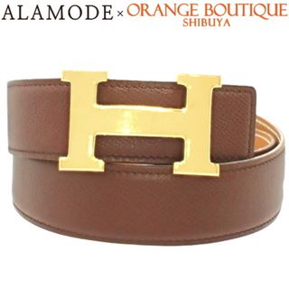 エルメス(Hermes)のHERMES(エルメス) Hベルト リバーシブル ダークブラウン焦げ茶 ブラウン茶 レザー ゴールド金具 □D刻印 ベルト アパレル ファッション小物 服飾小物 メンズ 40504021895【中古】【アラモード】(ベルト)