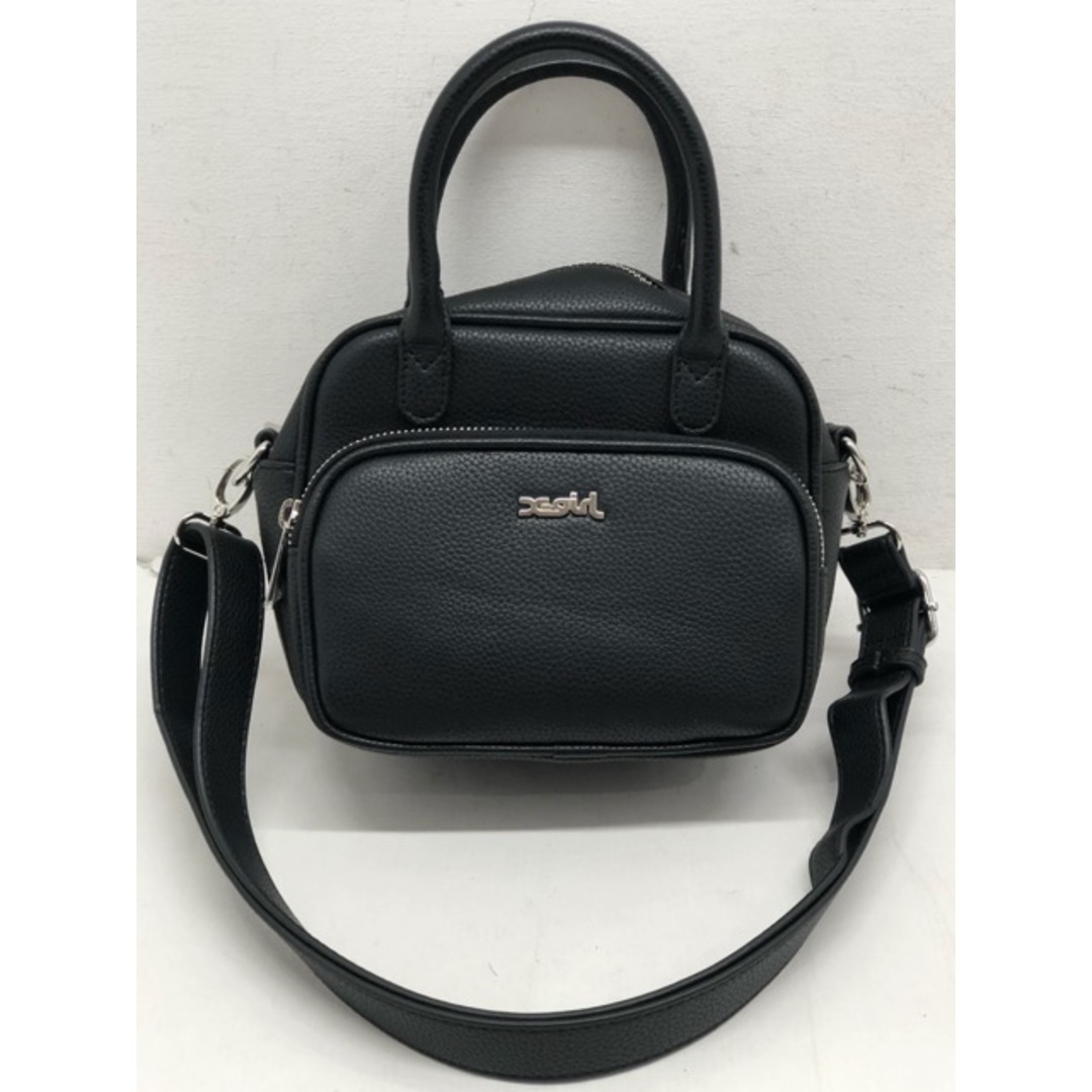 X-girl(エックスガール)のX-girl(エックスガール) FAUX LEATHER 2WAY SHOULDER BAG. フェイクレザー 2way ショルダーバッグ ハンドバッグ ブラック / 105224053008 【C1219-007】 レディースのバッグ(ショルダーバッグ)の商品写真