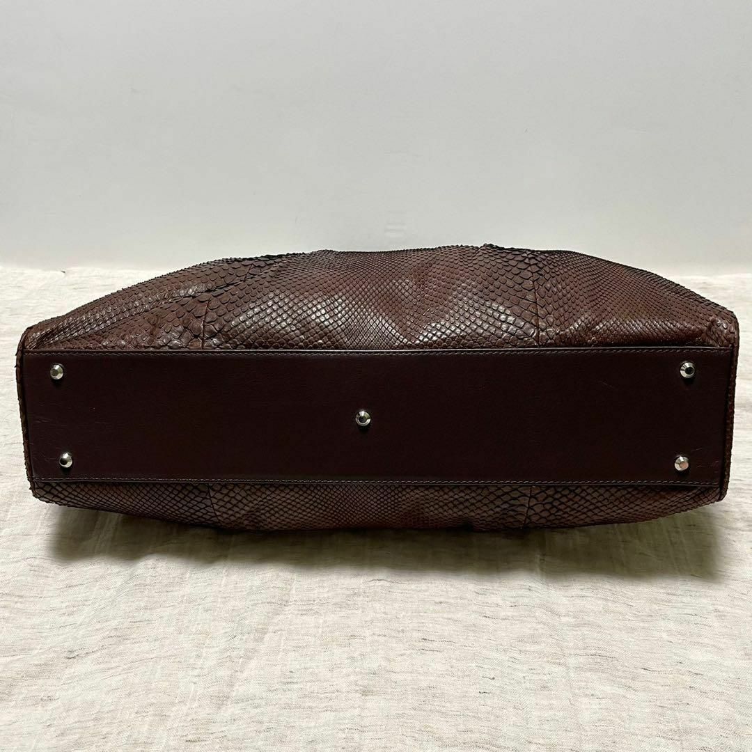 【極美品】JRA パイソン ハンドバッグ ブラウン A4収納可 エキゾチック レディースのバッグ(ハンドバッグ)の商品写真
