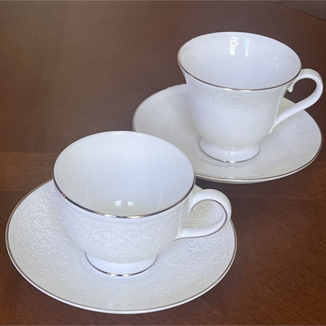 WEDGWOOD(ウェッジウッド)の【レア美品】ウェッジウッド★イングリッシュレース＆サンモリッツ★C/S 2客 インテリア/住まい/日用品のキッチン/食器(グラス/カップ)の商品写真