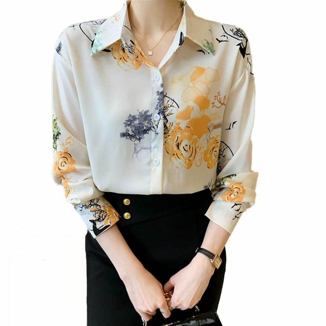 [SPRING SEAON] シャツ 長袖 ブラウス トップス レディース 花柄 レディースのファッション小物(その他)の商品写真