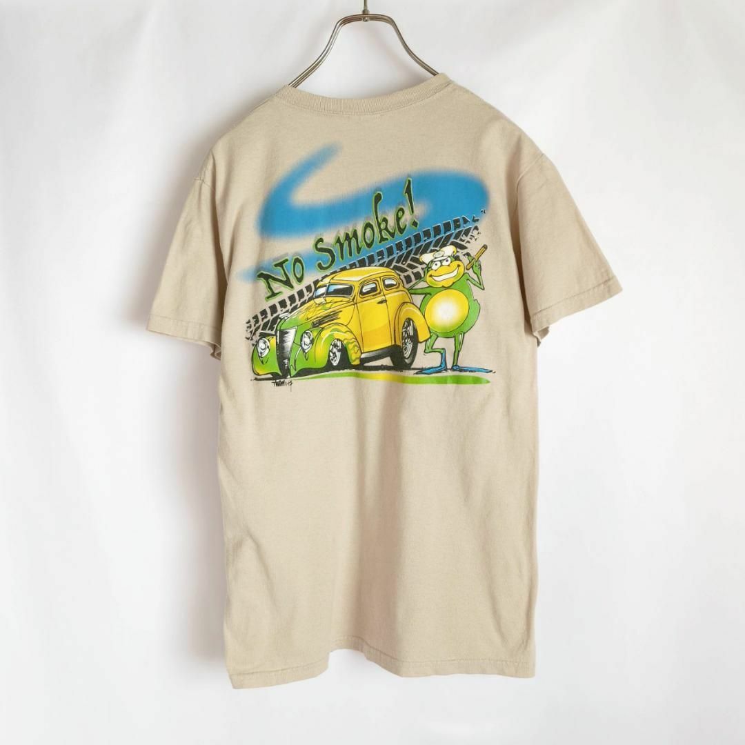 GILDAN(ギルタン)のSサイズ/frog follies レーシング 半袖Tシャツ ベージュ系 カエル メンズのトップス(Tシャツ/カットソー(半袖/袖なし))の商品写真