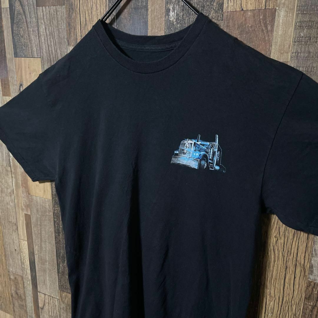 メンズ プリント ブラック バンT スカル L ガイコツ 古着 半袖 Tシャツ メンズのトップス(Tシャツ/カットソー(半袖/袖なし))の商品写真
