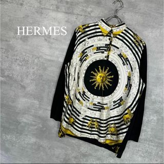 エルメス(Hermes)の『HERMES』エルメス (L) 総柄ニット切替ポロシャツ(ニット/セーター)