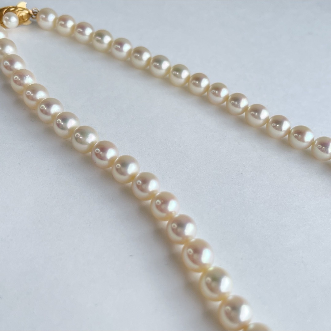 ★【aoi様専用】K18 天然パール ネックレス 6.5mm 37cm 冠婚葬祭 レディースのアクセサリー(ネックレス)の商品写真